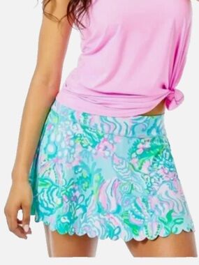 Lilly Pulitzer Luxletic Aila Scallop Skort Aqua La Vista Size XS